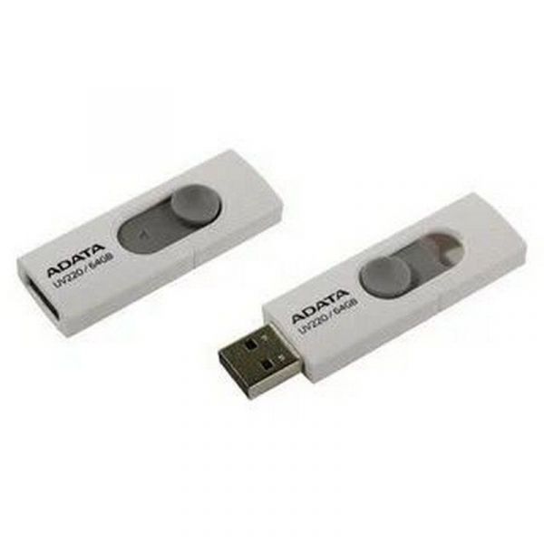 Флешка ADATA UV220 64Гб USB2.0 64Гб белый/серый